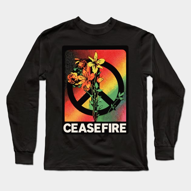 Floral Peace Ceasefire Long Sleeve T-Shirt by TomFrontierArt